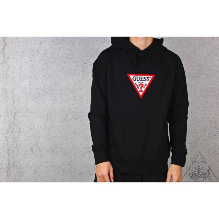 guess classic logo pullover hoodie