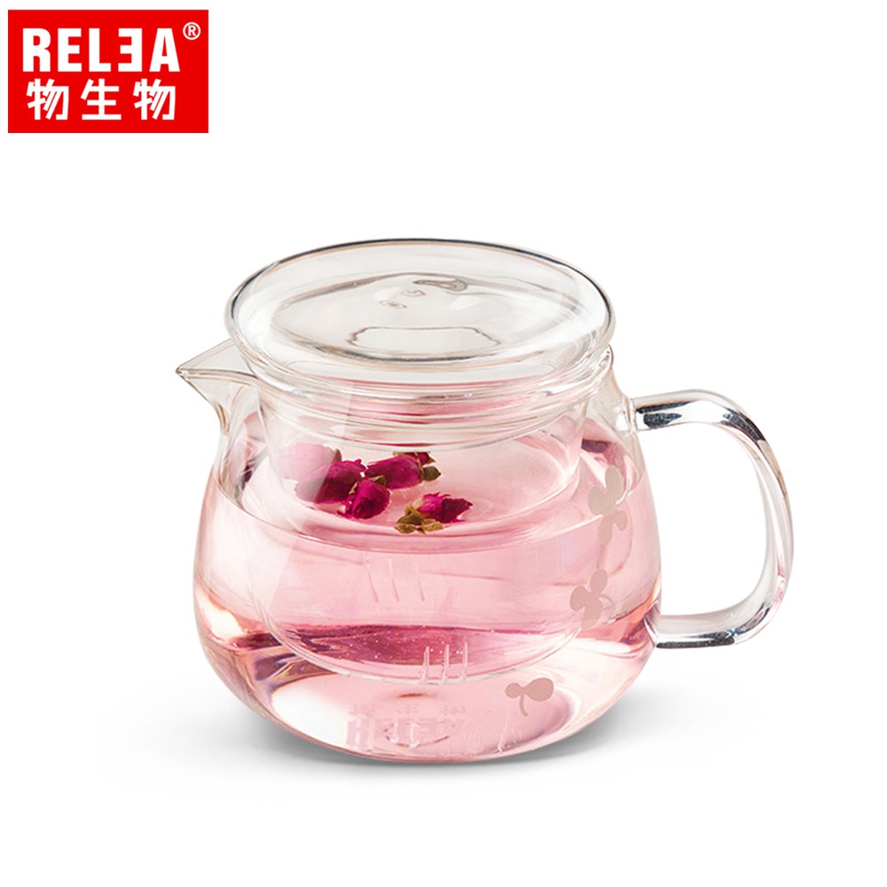 RELEA物生物 500ml 小花壺 小花耐熱玻璃泡茶壺(附濾茶器) JV0101017