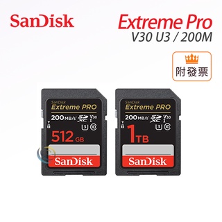 新款 SanDisk 512G 1TB Extreme Pro 200M SDXC UHS-I V30 相機 記憶卡