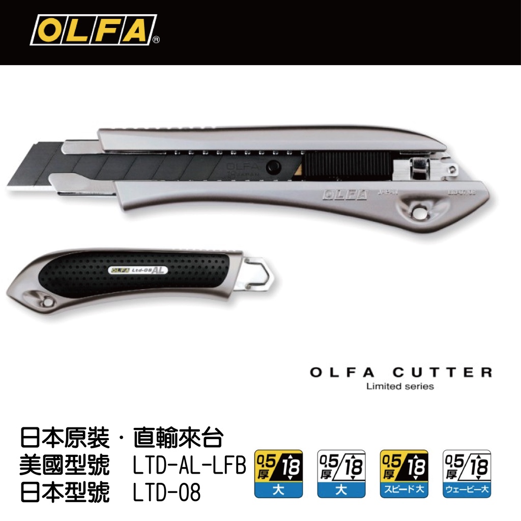 [士東工具] OLFA 日本原裝 極致系列 大型刃 美工刀 自動固定式 Ltd-08 (同美國包裝LTD-AL-LFB)