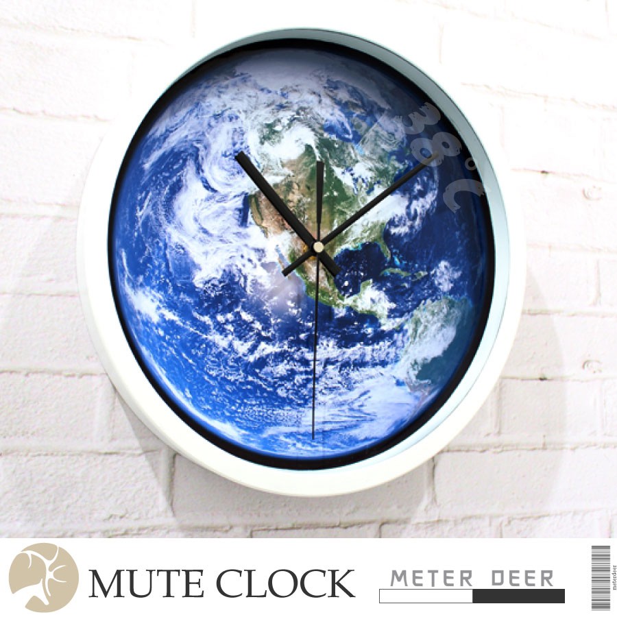 現貨 台灣製 宇宙太空地球人造衛星雲圖造型時鐘 有框靜音掛鐘 現代設計科學男孩房裝飾擺飾世界地圖儀特色創意時鐘-38度C
