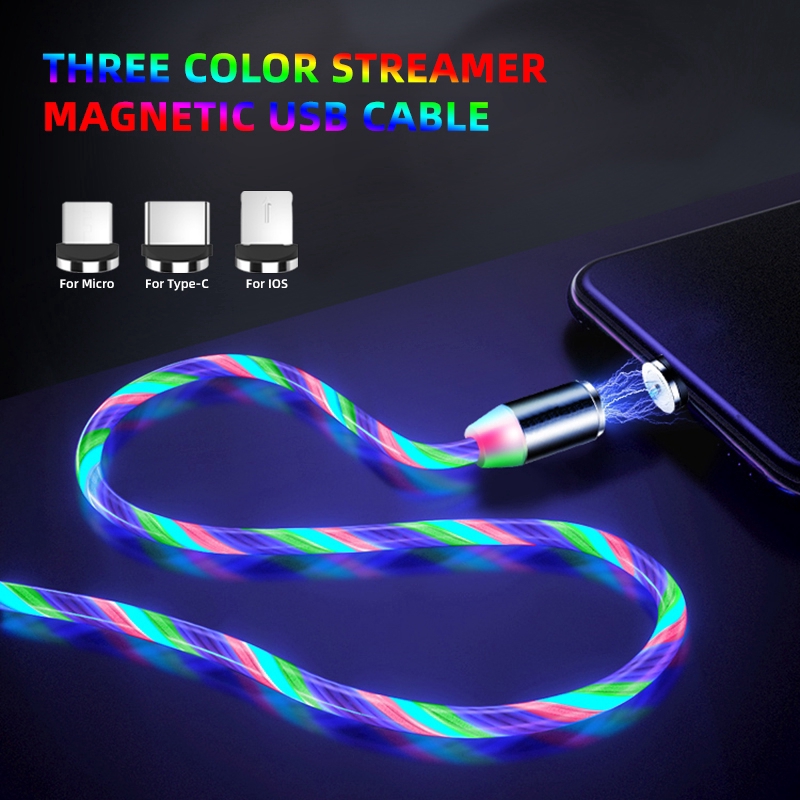 磁力線流動燈c型led微型usb充電器線磁鐵usb C微型usb快速充電 蝦皮購物