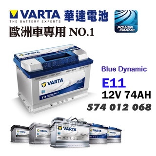 【台中電力屋】VARTA 華達 E11 74AH 歐規 電瓶 德國品牌 福斯 T4 GLOF 適用