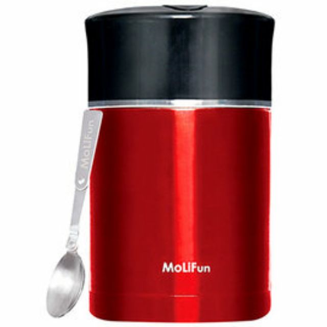 1800ml 超大容量 MoliFun魔力坊 不鏽鋼真空專利附內碗保鮮保溫悶燒罐-貴族紅
