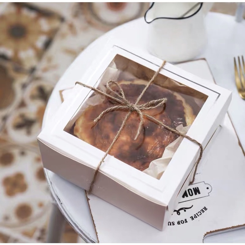 (台灣現貨）蛋糕盒/簡約4寸開窗 乳酪巴斯克 芝士蛋糕盒 巴斯克盒子