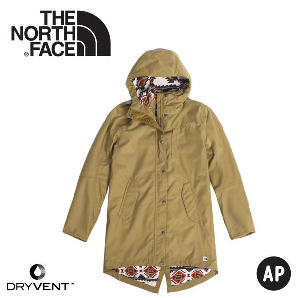 【The North Face 女 長版DryVent防水外套《卡其》】3VU4/防水外套/長版外套/休閒外套/悠遊山水