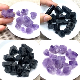 『亮晶晶』黑碧璽原礦&天然紫晶簇 青金石 月光石原礦&藍磷灰原礦 如圖60g~160g一份 淨化好幫手 水晶擴香石