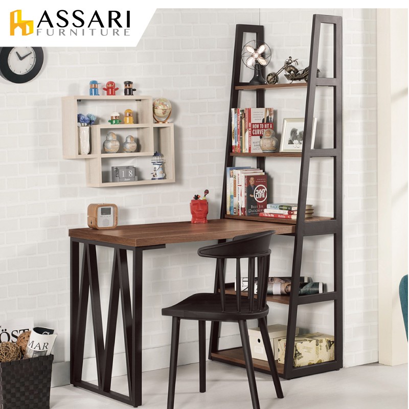 ASSARI-伯恩斯4尺L型鐵架書桌(寬122x深64x高180cm)