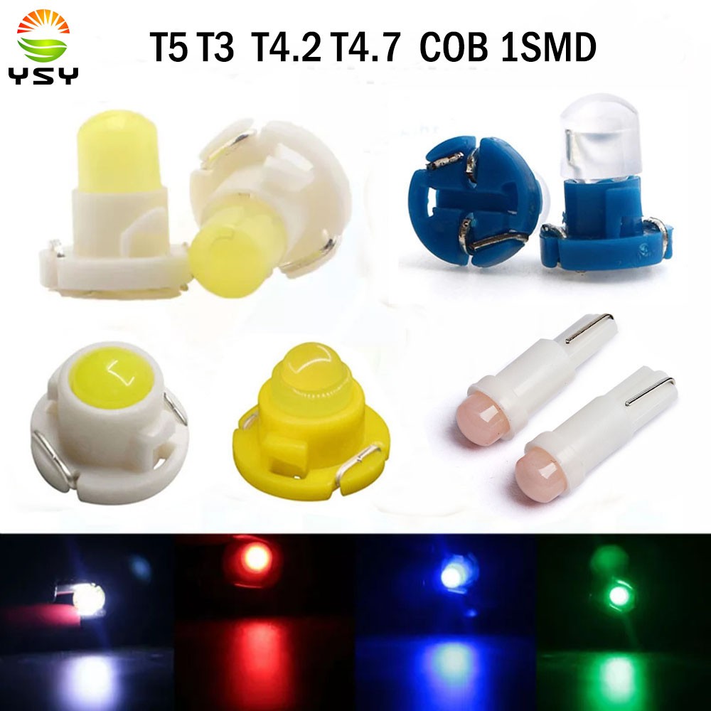 2x LED T5 T4.7 T4.2 T3 COB 1SMD 燈泡燈楔形儀表儀表板汽車儀表 LED 燈泡摩托車燈 LE