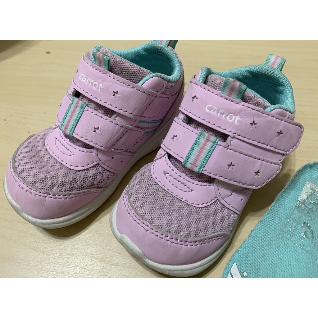 【二手】月星moonstar 粉色童鞋運動鞋 14.5號 寬楦頭 可機洗快乾