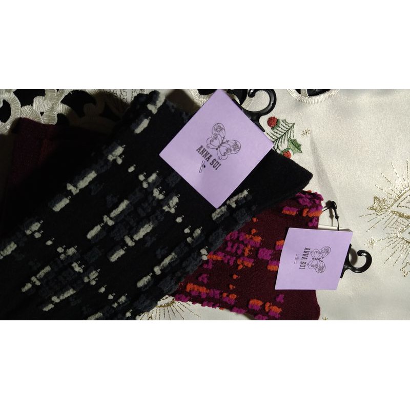 全新 Anna Sui 安娜蘇 英倫格紋短襪 日本製