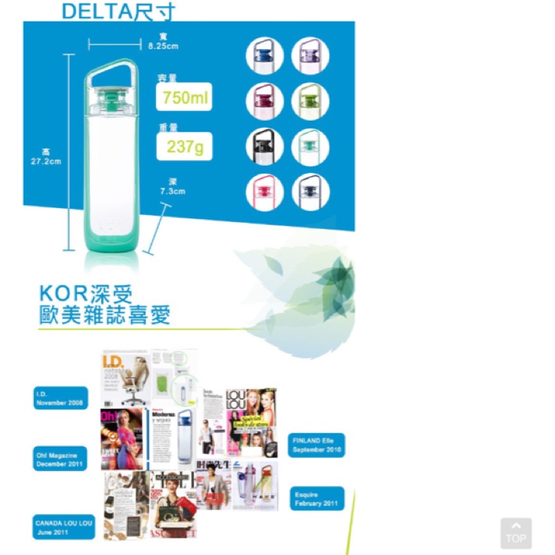 美國KORwater KOR Delta環保隨身水瓶750ml