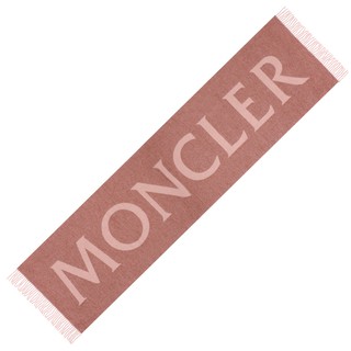 現貨【MONCLER】2020秋冬 雙面雙色LOGO 大尺寸 羊毛披肩圍巾 桃粉色