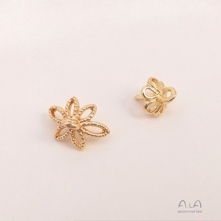 宏雲Hongyun-Ala--14K鍍金保色花形半孔珠託水晶珍珠吊墜珠帽花托手工diy首飾品配件