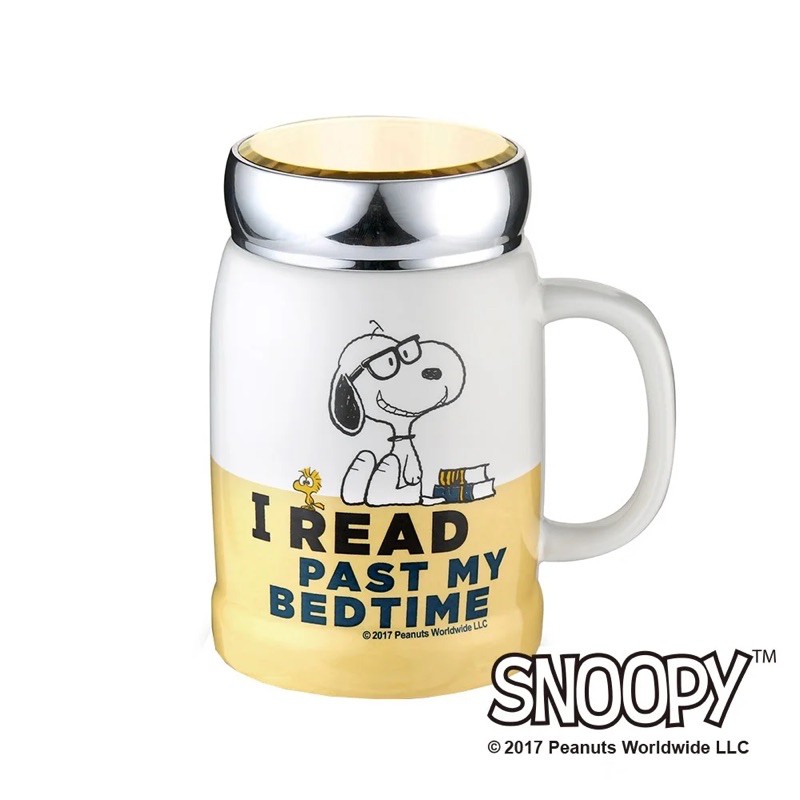 史努比SNOOPY 小日子陶瓷蓋杯500ml （黃色款）