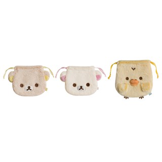 【懶熊部屋】Rilakkuma 日本正版 拉拉熊 懶懶熊 白熊 牛奶熊 小雞 豬鼻雞 雪酪系列 大頭 造型 絨毛 束口袋