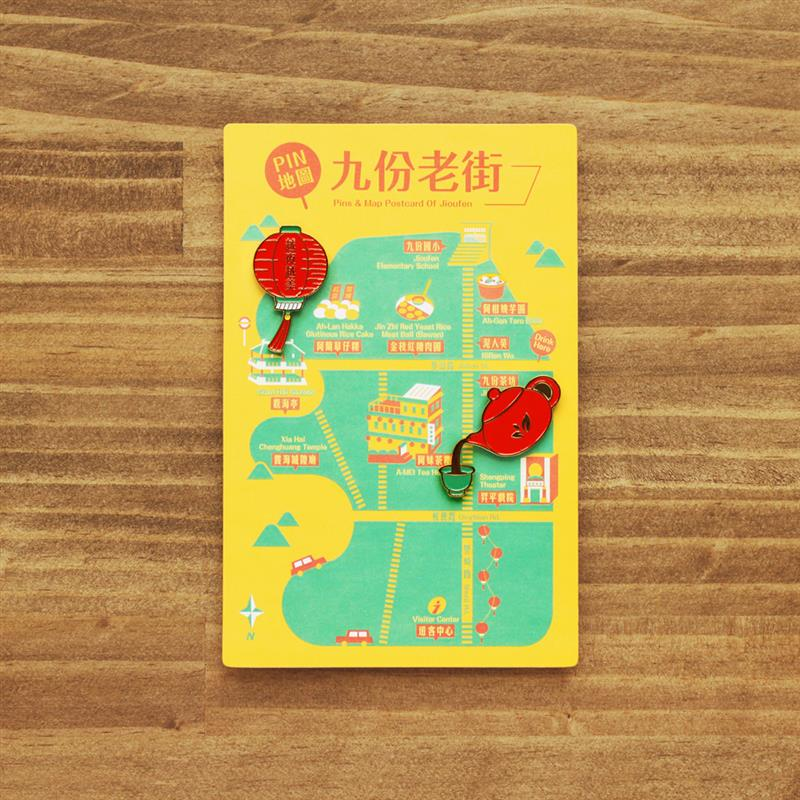 【MIIN GIFT】《PIN地圖-九份》徽章與明信片組  TAAZE讀冊生活網路書店