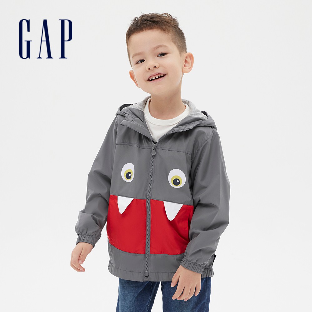 Gap 男幼童裝 童趣立體動物造型拉鍊連帽外套-灰色(616953)