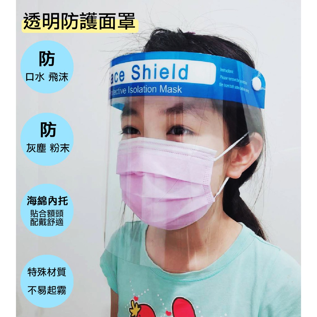 小E五金 台灣現貨 透明防護面罩 防疫面罩  防護面罩 防疫神器 簡易型 防護面罩