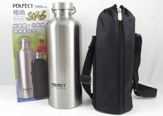 【翔百貨】臺灣製 PERFECT 316不鏽鋼真空保溫杯1500cc附背帶提套 1500ml