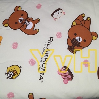 =YvH=被套 鋪棉兩用被 床包 枕套 涼被 單人 雙人 台灣製造 正版授權 拉拉熊 懶熊 可可米色 滿版小圖 RK