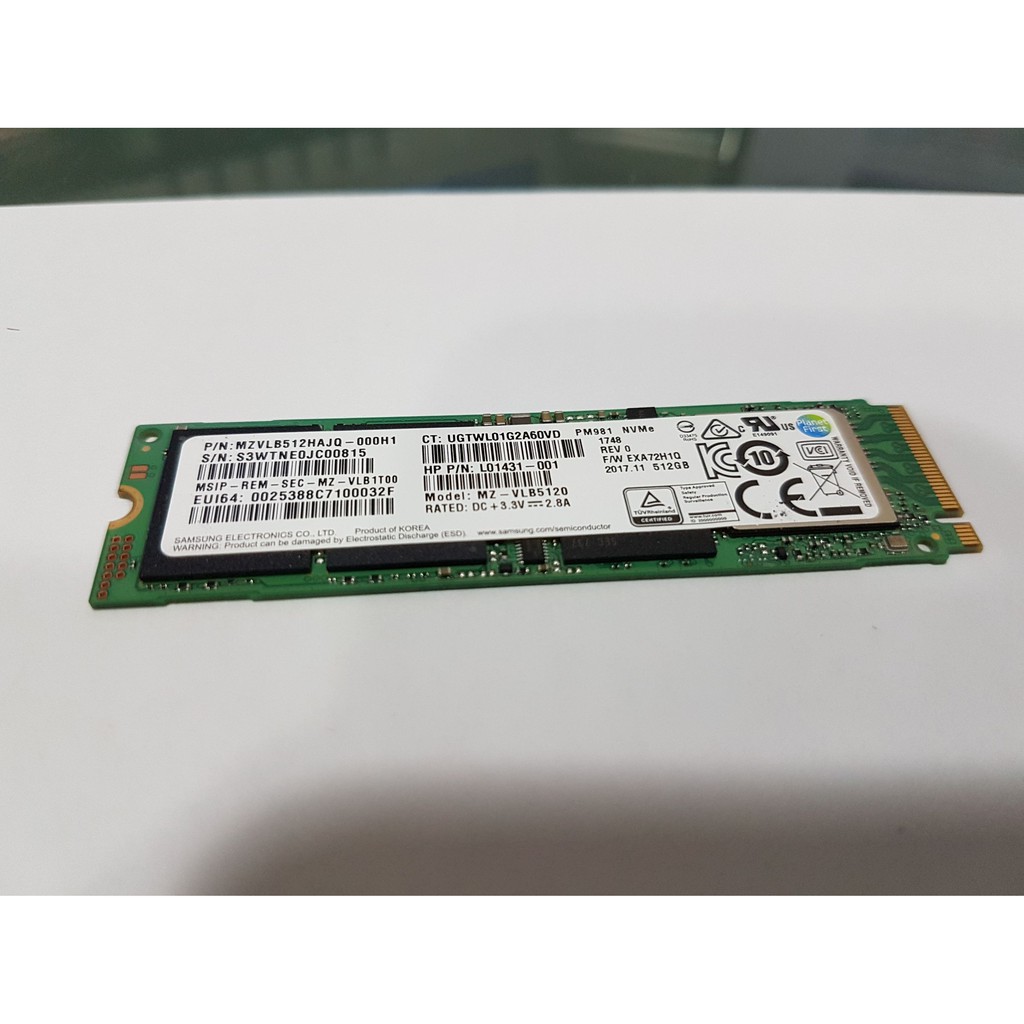 一年保固三星 PM981 512GB NGFF PCIe3 M.2 SSD NvMe