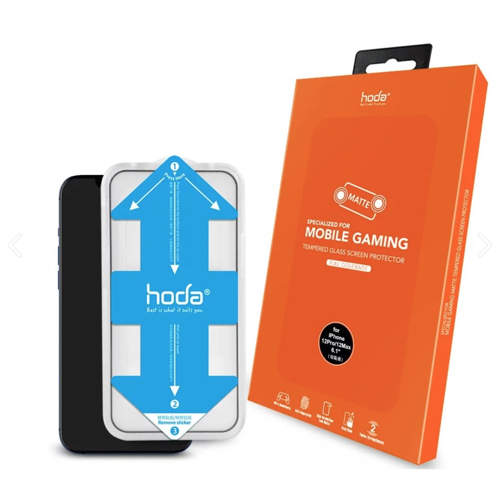 hoda iPhone 12/12Pro/12mini/12Pro Max適用 手遊專用霧面防眩光滿版玻璃保護貼