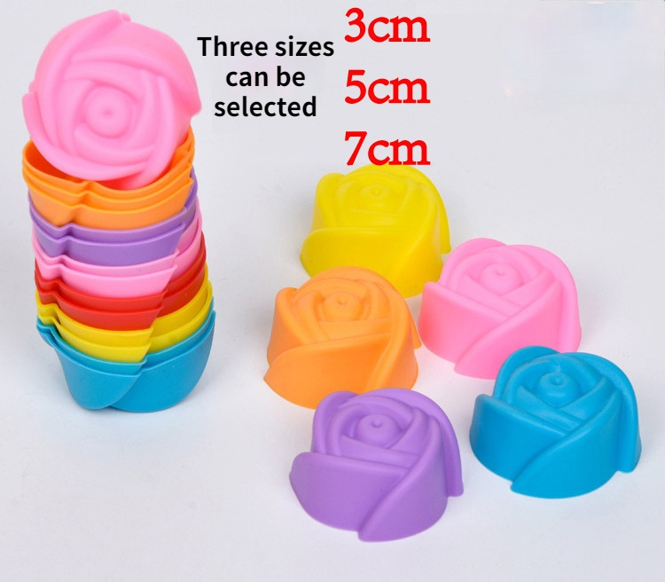 三種尺寸可選大中小玫瑰花矽膠蛋糕模具鬆餅杯餅乾模具diy