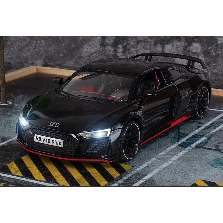 「車苑模型」新奧 1:24 Audi R8 V10 Plus 聲光  迴力