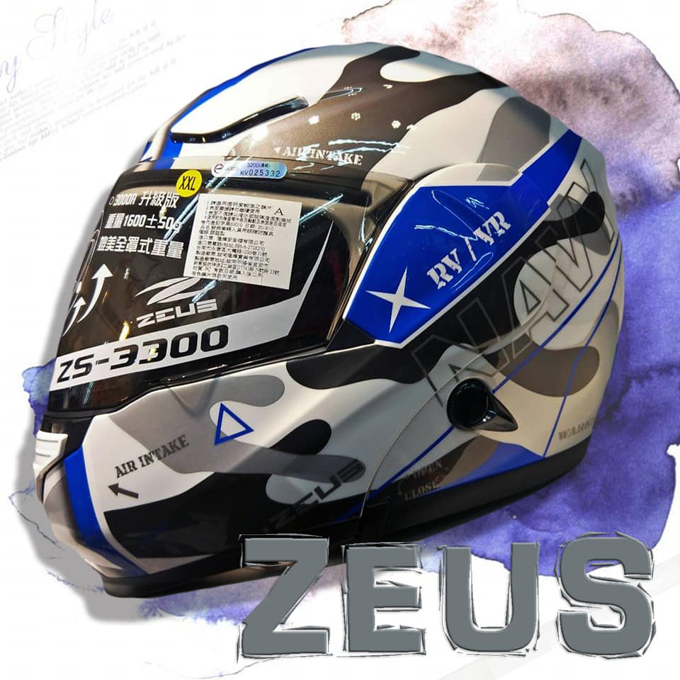 【贈送藍芽耳機 MOTO A2S 】【台中倉儲 ZEUS ZS-3300 GG25-白藍 可樂帽 汽水帽 】