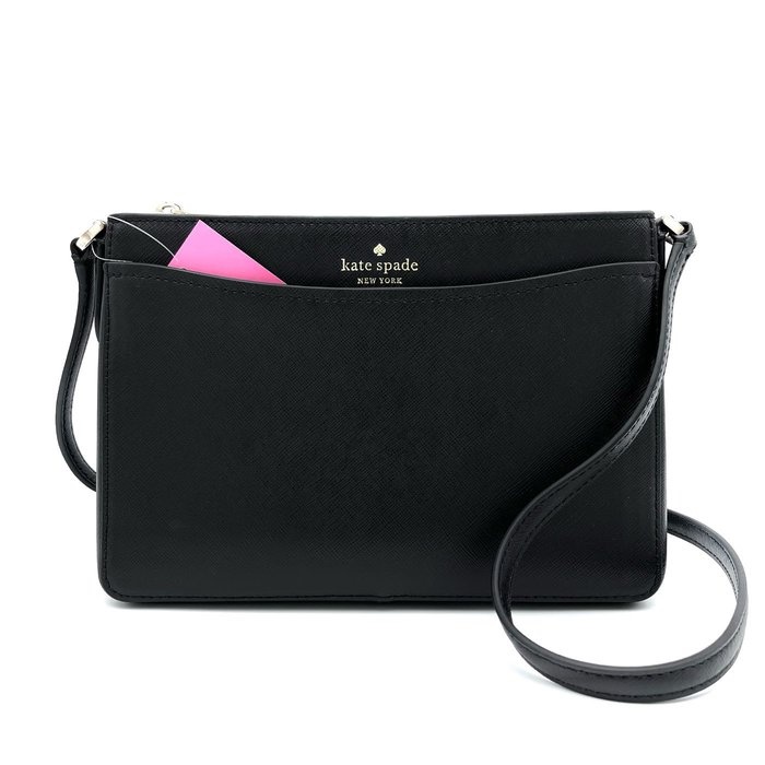 kate spade 素面斜背包 防刮真皮革 側背包 斜背包 肩背包 K23811 黑色(現貨)