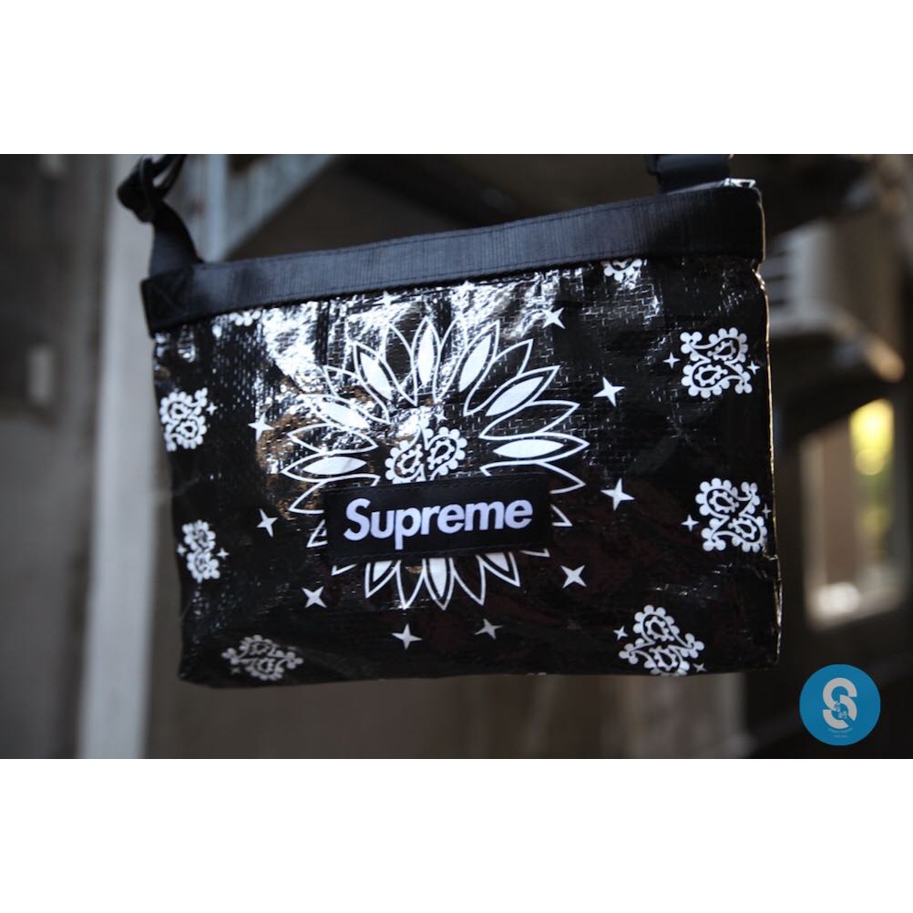 Supreme Bandana Tarp Side Bag Brown Black 小側包 小包 防水 變形蟲 小方包