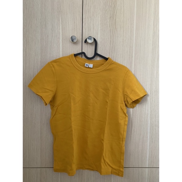 Uniqlo 黃色/黑色 U圓領T恤(短袖)