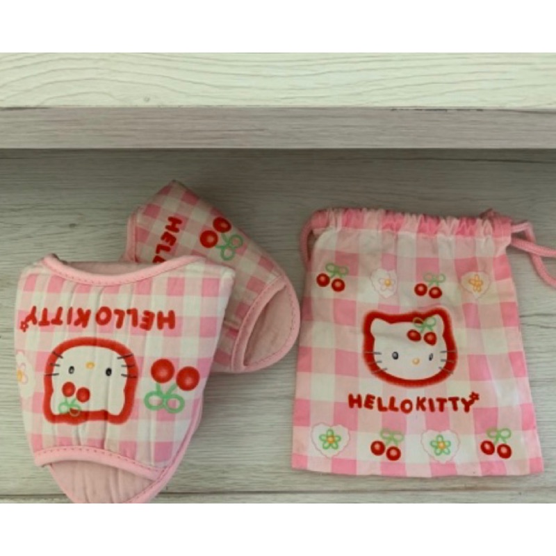三立鷗Hello kitty 櫻桃圖案粉紅色旅行折疊女用拖鞋(日本製）