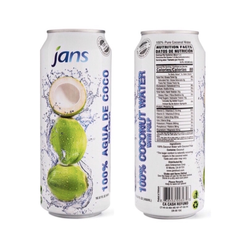 【8瓶組】越南 Jans100%天然椰子水-490ml