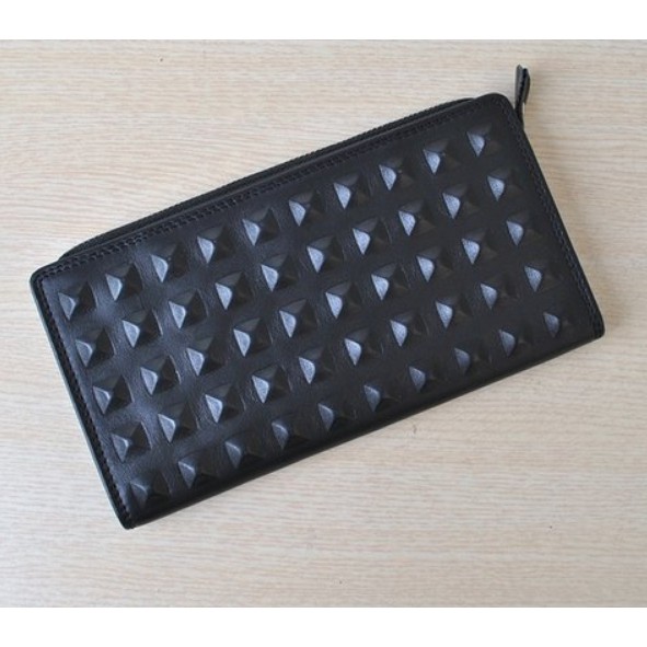 Pinkoi 若之森zoeh Forest 納帕皮立體鉚釘造型單拉長夾皮夾卡片夾大容量皮包 男女適用 蝦皮購物