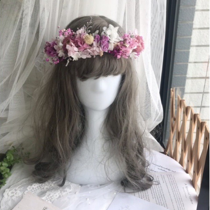乾燥花手作 不凋花乾燥花圈乾燥花冠 櫻花甜可客製畢業花圈頭飾新娘頭飾新娘花圈拍照道具 蝦皮購物
