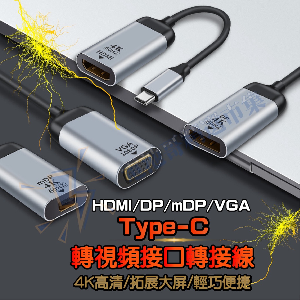 TYPE-C 轉 HDMI VGA DP RJ45 mini DP 千兆 轉接器 轉接頭 4K 60HZ 轉接線 轉換器
