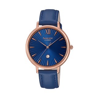 【春麗時間】SHEEN 簡約雅致藍寶石設計皮帶腕錶-藍(SHE-4534PGL-2A)