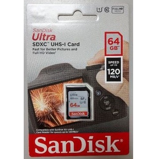 【現貨】 SanDisk Ultra SDXC 64GB 記憶卡 120MB/s (公司貨) SD卡