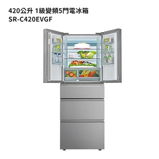 SANLUX台灣三洋【SR-C420EVGF】420公升變頻電冰箱 (標準安裝) 大型配送