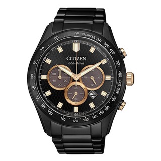 CITIZEN 星辰 CA4458-88E 光動能三眼計時腕錶 / 黑 / 43mm