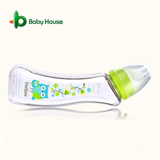 FeeBee 彎角玻璃奶瓶 240ml - 親子貓頭鷹 彎頭弧形.防嗆設計[ Baby House官方商城 ]