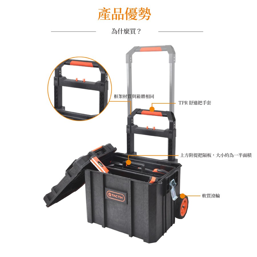 Tactix Tx 0365 附輪式套裝工具箱移動工具箱tx 365 工具推車可堆疊工具箱拉桿工具箱重型工具箱 蝦皮購物