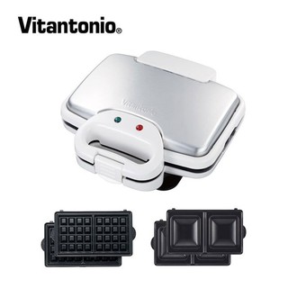 Vitantonio鬆餅機 202(閃亮白) 加贈方形吐司烤盤 鬆餅烤餅 法式薄餅烤盤公司貨
