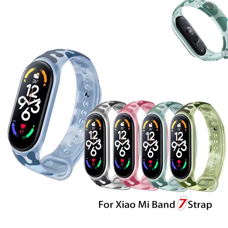 適用於 小米手環 Mi Band 7 透明迷彩矽膠錶帶 適用於 Xiaomi Miband 3 4 5 6 7 腕帶