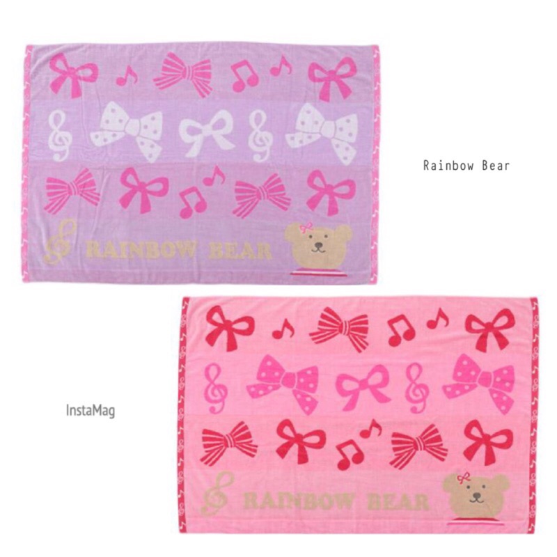 日本製 rainbow bear 彩虹熊 新款 蝴蝶結 今治產 毯子 大浴巾 毛巾被 蓋被 100×145cm
