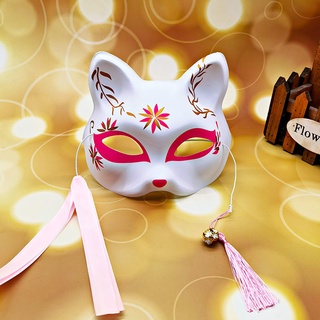 【日式狐狸面具】【小紅書同款】面具女貓臉面具日式半臉二次元成人兒童古風漢服化妝舞會cos道具