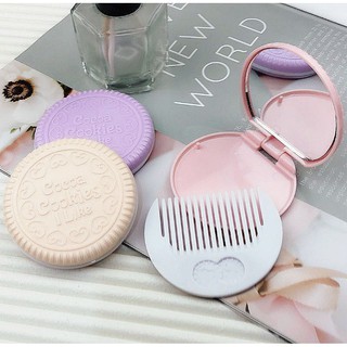 全新現貨✅櫻花粉 OREO夾心餅乾造型小鏡子 化妝鏡 補妝鏡 內附小梳子