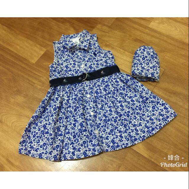 RL Ralph Lauren 少見款藍花洋裝12m